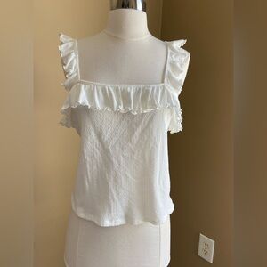 NWOT White Ruffle Detail Top - Large